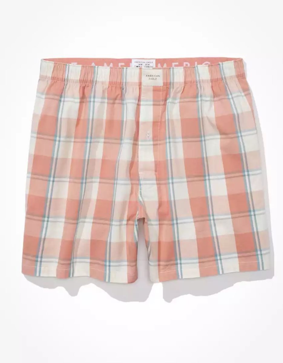 Shorts De Bain American Eagle AEO Plaid Stretch Pocket Corail Homme | CJN-08055503